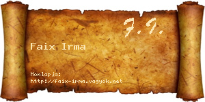 Faix Irma névjegykártya